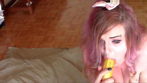 Cute girl with aa misaki anointing